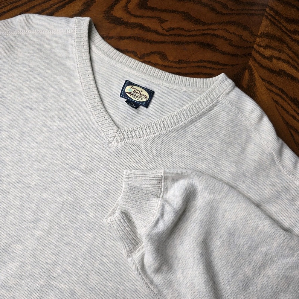 Tommy Bahama Mens Long Sleeve Beige V Neck Pullover 100% Linen Sweater XL Beach